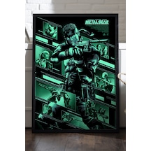 Metal Gear Solid Siyah Ahşap Çerçeveli Poster, Dekoratif Oyun Duvar Tablosu