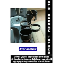 Oto Bardaklık Kullanım Kablo Geçişli Küçük Eşya Bardak Ayarlanabilir Araç İçi Çoklu Bardak Tutacağı