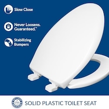 18100sl 000 Collins Wc Oturağı, Yavaş Kapanan Plastik, Asla Çözülmez, Süper Kaymaz Tamponlar, Elongated, Uzun Ömürlü Masif Plastik, Beyaz 000 Açık Krem
