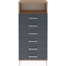 Arges Dolap Tek Raflı 6 Çekmeceli 60x30x134 Çam-antrasit Atlas Çam