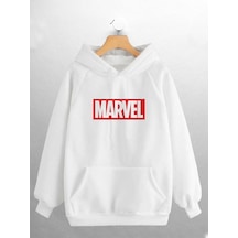Macklin Unisex Kadın Erkek Marvel Logo Baskılı Sweatshirt Beyaz Mck0790 Beyaz