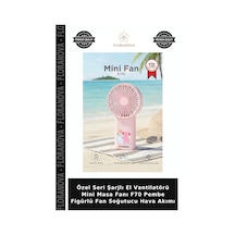 Özel Seri Şarjlı El Vantilatörü Mini Masa Fanı F70 Pembe Figürlü Fan Soğutucu Hava Akımı