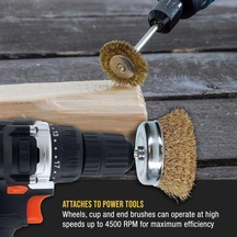 Kyrotech 5 Parça Matkap Tel Fırça Seti, Pirinç Tel Fırça Uçları, Pas Temizleme, Metal Yüzey Temizleme, 4500 Rpm Dayanıklı, Matkap Ve Havalı Alet Uyumlu