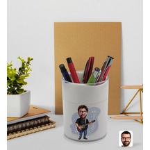 BK Gift Kişiye Özel Baba Karikatürlü Beyaz Akrilik Kalemlik 18323337