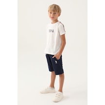 U.S. Polo Assn. U.s. Polo Assn Lisanslı With Sleeve Detail Krem Erkek Çocuk Bermuda Takım 5274-43103 Krem