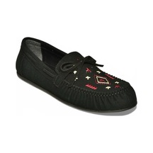 Fox Shoes Y996073102 Siyah Süet Renkli Motif İşlemeli Kadın Babet Siyah