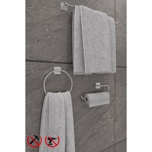 Alper Banyo Scilla Krom 3'Lü Yapışkanlı Banyo Seti Halka Havluluk, Solo Havluluk Ve Fön Askısı