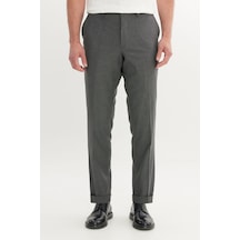 AC&Co / Altınyıldız Classics Erkek Sıyah Comfort Fit Rahat Kesim Kuş Gözü Desenli Beli Lastikli Yan Cepli Klasik Pantolon Siyah