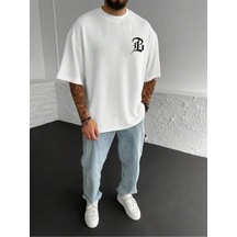 Startmore Adrift Unisex Oversize Kalıp Mektup Grafik Damla Omuz Harajuku Style Beyaz