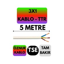 Öznur 3x1 Ttr Kablo Beyaz Metre Seçenekli - 5 Metre