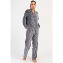 Cotonhause Kadın Welsoft Uzun Kol Füme Pijama Takım C0t2n1o304 001