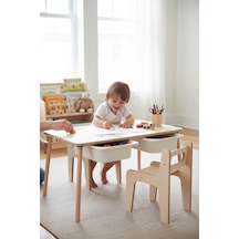 Ahşap Montessori Oyun Masası Çift Sandalyeli Oyun Masası Montessori Oyun Masa Seti