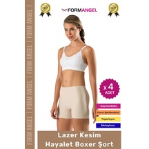 Korse Toparlayıcı Vücut Şekillendirici Kaymaz Dikişsiz İz Göstermez Lazer Kesim Boxer Şort - 4 Adet Ten