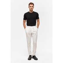 Süvari Beyaz Slim Armürlü Jogger Pantolon Beyaz