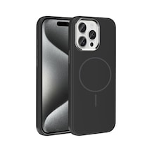 Zore İphone 15 Pro Max Kılıf M-safe Şarj Özellikli Metal Kamera Çerçeveli Nvth Edi Silikon Kapak - Siyah