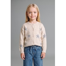 Defacto Yıldız Desenli Bisiklet Yaka Triko Basic Hırka Kız Bebek I4958a526wner233 Ekru-er233