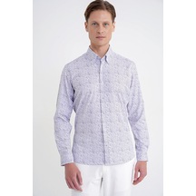 Slim Fit Pamuklu Baskılı Desen Yaka Düğmeli Gri Gömlek G 1603 Slim Fit Pamuklu Baskılı Desen Yaka Düğmeli Gri Gömlek G 1603