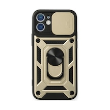 Apple iPhone  Uyumlu,  12 Mini Kılıf Pars Lens Yüzüklü Silikon - Gold