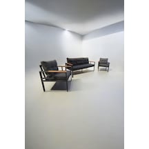 Pimango Pi Elize Bahçe Ve Balkon Mobilyası Antrasit 3+1+1 Sehpalı Antrasit