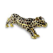 Dekoratif Taşlı Puma Biblo 19 6 CM Leopar - Gold Detaylı