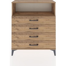 Arges Şifonyer Tek Raflı 4 Çekmeceli 88x30x106 Çam-çam Çam