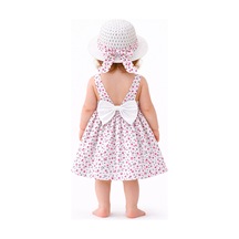 Chicsy Baby Kız Bebek Çiçek Desenli Yazlık Elbise Şapkalı Sırt Dekolteli Fiyonk Detaylı Pembe