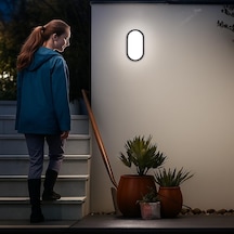 Aydos 20w Ip65 Oval Siyah Led Tavan Ve Duvar Lambası 6500k Beyaz Işık Su Geçirmez Banyo Bahçe Aydınlatma Armatürü 2000 Lümen 270x147x78mm 220v Çok Renkli