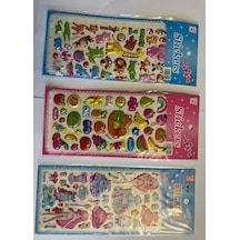 Eğitici Çocuk Sticker Etiket Oyunu 3 Kartela Birden Hayvan Meyve ve Elbise Serisi