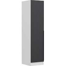 Minar Kale 1 Kapaklı Dolap Beyaz - Antrasit Çizgili Mebran 190cm