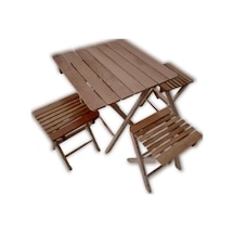 Bengimobilya Piknik Masa Takım Model Kayın Ahşap Torna Nature Vernik Boya İtin Kahverengi
