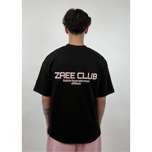 Zaee Club Nakışlı Oversize Unisex T-shirt Siyah