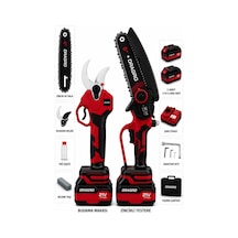 Dragro Drg-21v Çift Akülü Bl Motor Çelik Şanzıman K Dal Budama Makası 50mm & Testeresi Pala 20cm