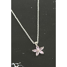 Papatya Zirkon Taşlı Trend Kolye-açık Pembe N162