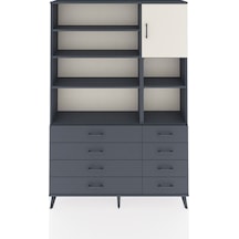Arges Dolap 8 Raflı 8 Çekmeceli Tek Kapaklı 132x30x195 Antrasit-aytaşı/antrasit Aytası/antrasıt