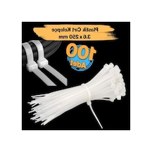 100 Adet Plastik Cırt Kelepçe, 3.6x250 Mm, Çok Amaçlı Kullanım 0.5 MM
