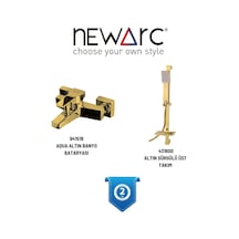 Newarc Aqua 941518 Banyo Bataryası + 431600 Sürgülü Üst Takım Altın