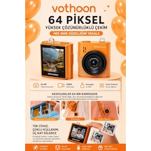 Mini Dijital Kamera 64mp 16x Digital Zoom Retro Vintage 1.4 Ekranlı Video Kamera Taşınabilir Tasarım Turuncu