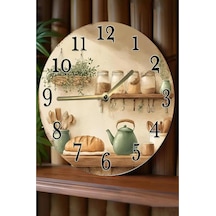 Kututr Nostaljik Raflı Mutfak Temalı Mdf Saat / Çift Katmanlı / 33 Cm / Country Tarz Dekor Sdw356 Diğer
