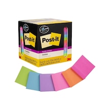 Süper Yapışkan Notlar, Çeşitli Parlak Renkler, 7,62 X 7,62 Cm, 15 Ped/paket, 45 Yaprak/ped, 2 X Yapıştırma Güc