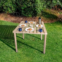 Ahşap Katlanabilir Rulo Kamp Masası - Çantalı Piknik Masası