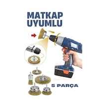 Matkap Uyumlu Saçaklı Pimli Tel Fıça Fırça Seti 1/4 İnç Lisinya