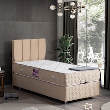 Setaymobilya Baza, Tetra Bej Tek Kişilik Baza + Başlık + Deluxe Yatak
