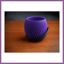 Bezos 3d Baskı Küre Saksı - Kafes Dokulu İki Parçalı Dekoratif Saksı - Mor-siyah Rengaren Standart 08174129