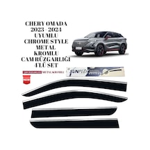 Chery Omada 2023 2024 Uyumlu Chrome Style Metal Kromlu Cam Rüzgarlığı 4 Parça Sunplex