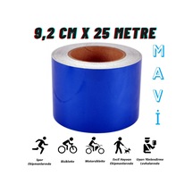 Carub Reflektif Fosforlu Şerit Bant 9,2 CM X 25 Metre Mavi İkaz Bandı BR2405404
