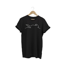 Çizgi Baskılı Siyah T-shirt Siyah
