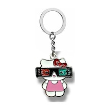Gözlüklü Hello Kitty Figürlü Anahtarlık Eğlenceli Ve Sevimli Aksesuar