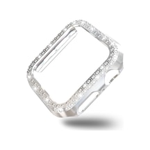 Akıllı Saat Ekran Koruyucu Apple Watch 7 41mm İle Uyumlu Ekran Koruyucu Kılıf, Ekran Koruyuculu Tpu Kılıf, Sert Çerçeve Diamond Kapak Apple Watch 7 41mm Koruyucu Kılıf Gümüş Çok Renkli