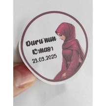 48 Adet 4 Cm Kişiye Özel Kına Hatırası Baskılı Mat Etiket Sticker 2
