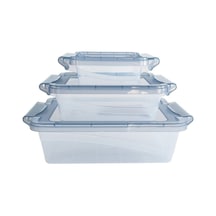 Decobella 3‘LÜ Kilitli Saklama Kabı Set (0.40LT -1LT -2 LT.) Şeffaf